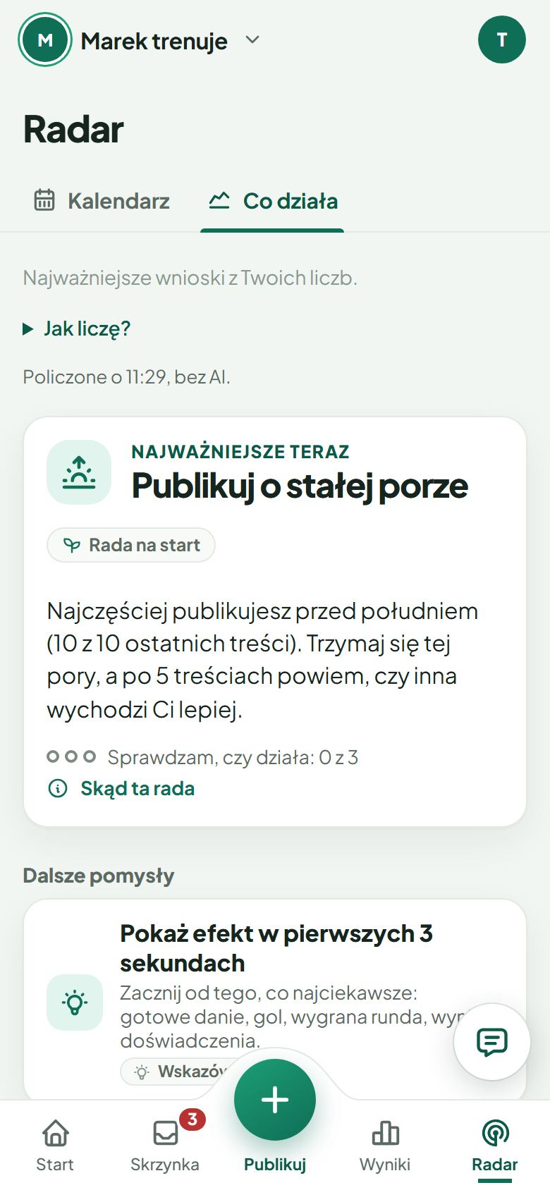 Co działa: rada Publikuj o stałej porze z licznikiem prób